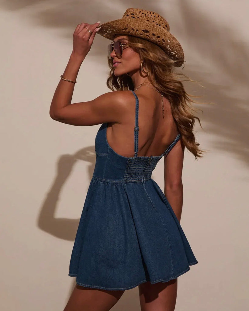 Denim Flowy Dress – MidWestern Sugar Denim Flowy Dress – MidWestern Sugar