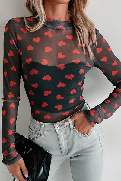 Valentine Sheer Long Sleeve Top