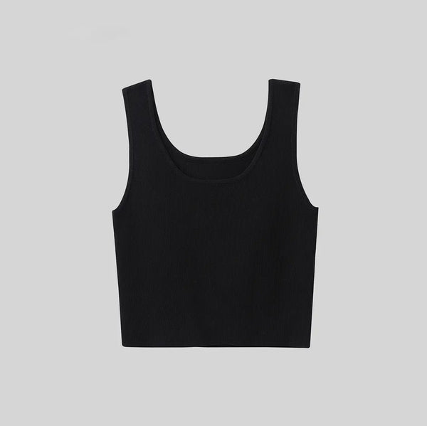 Black Knit U-Neck Tank