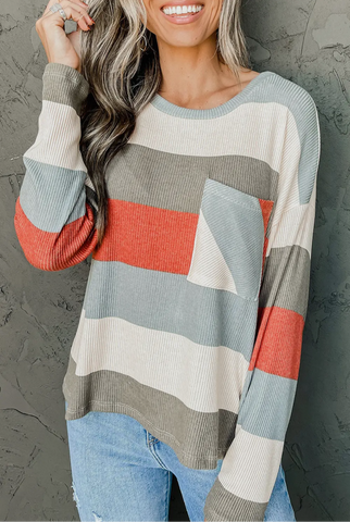 Color Block Long Sleeve Top