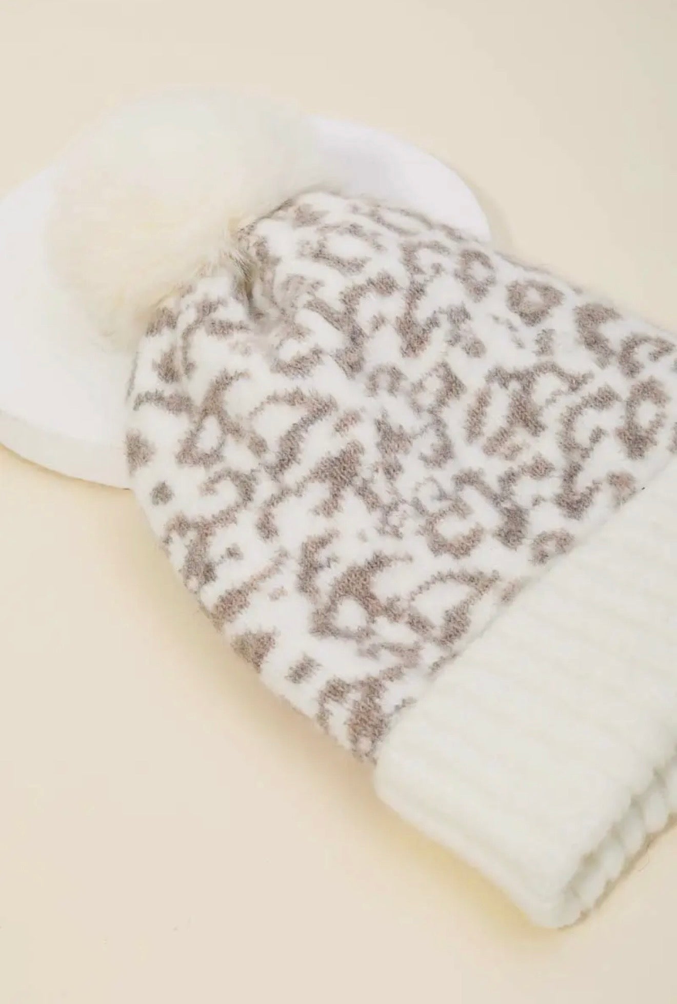 Animal Print Pom Beanie
