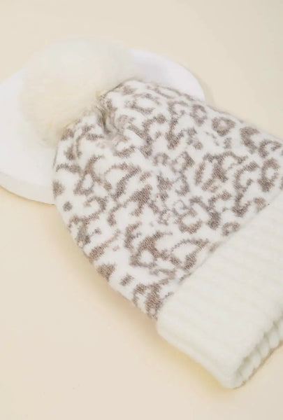 Animal Print Pom Beanie