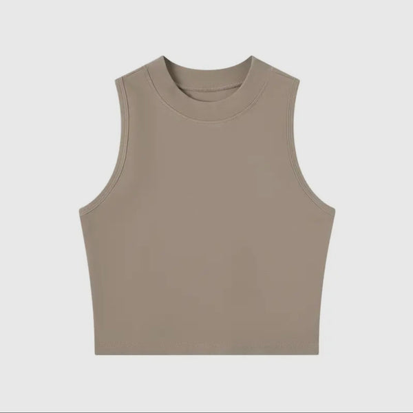 Fitted High Neck Crop Tank