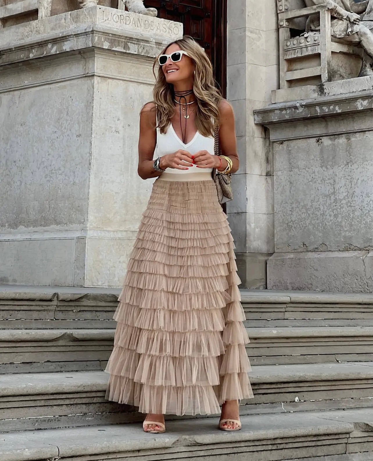 Mesh Tiered Skirt
