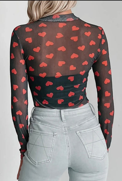 Valentine Sheer Long Sleeve Top