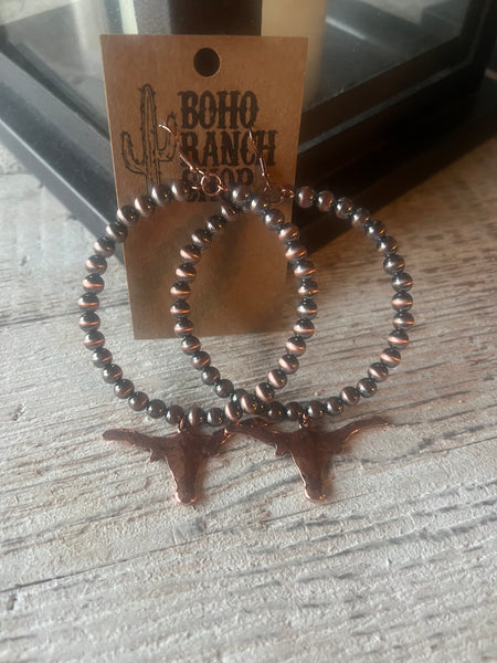 Navajo Pearl Longhorn Hoop Earring