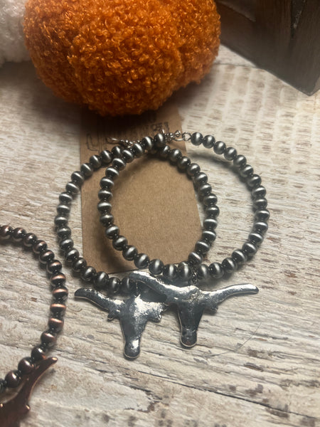 Navajo Pearl Longhorn Hoop Earring