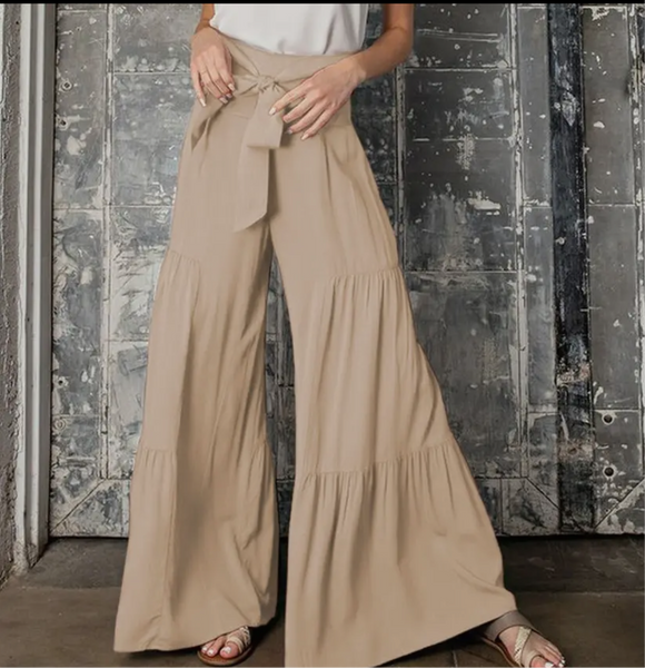 Wide-Leg Pleated Trousers