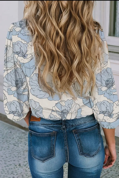 Sky Blue Floral Print Top