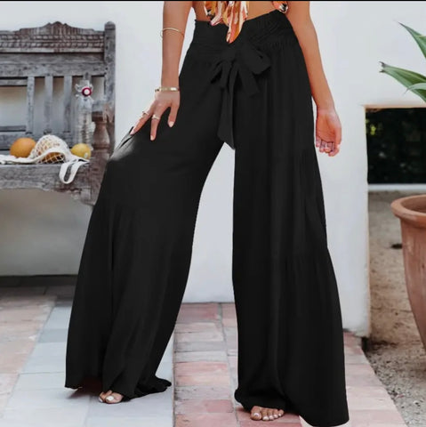 Wide-Leg Pleated Trousers