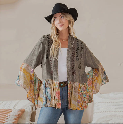 Boho Embroidered Kimono