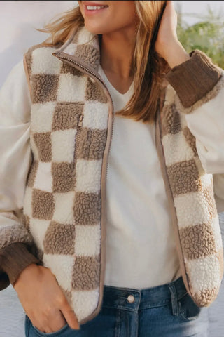 Checkered Sherpa Vest