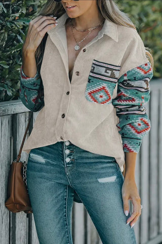 Aztec Print Corduroy Shirt