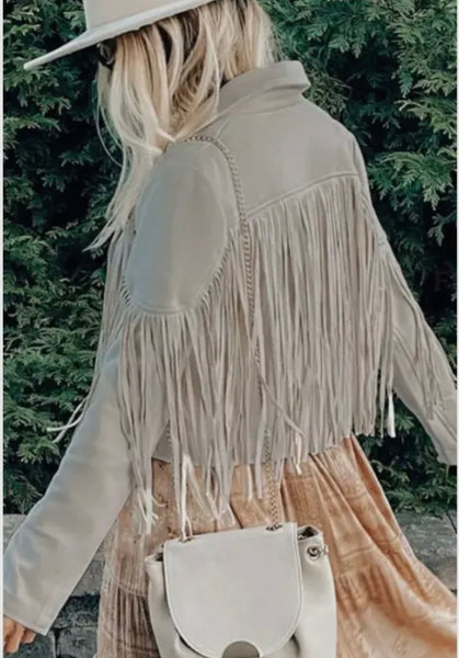 Faux Suede Tassel Jacket