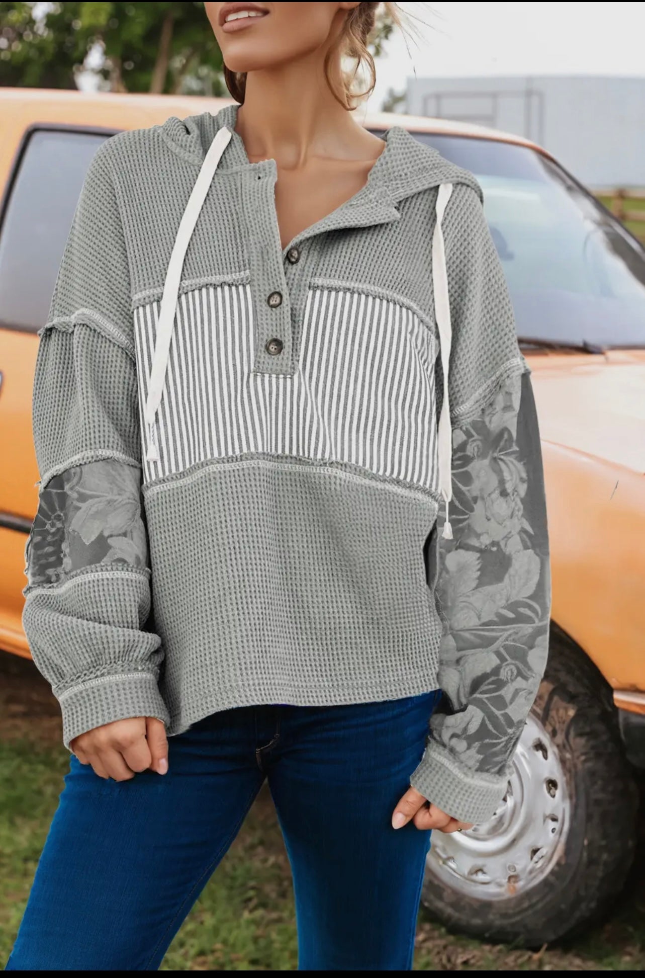 Gray Striped Sweatshirt