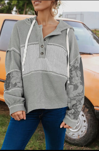 Gray Striped Sweatshirt