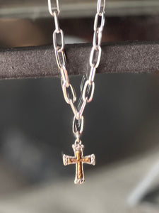 Two Tone Cross Necklace