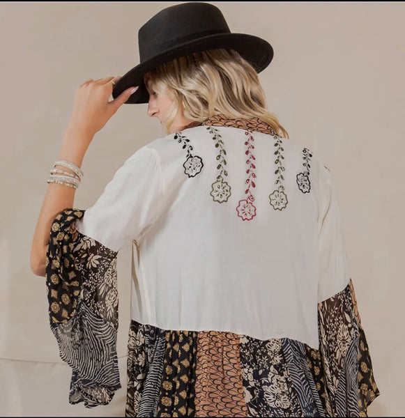 Natural Bohemian Embroidered Shrug