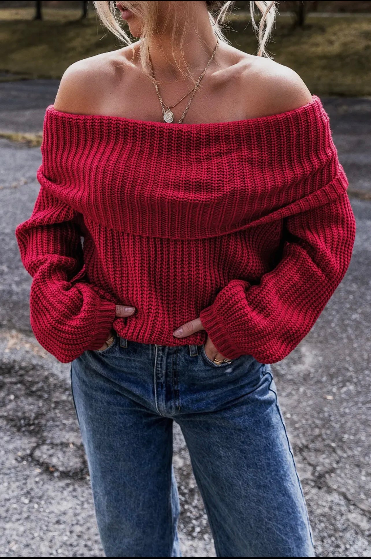 Lady in Red Sweater