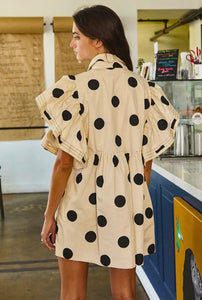 Ruffle Sleeve Polka Dot Mini Dress/Tunic