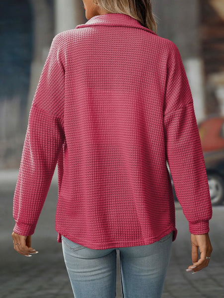 Waffle Knit Button-Up Shirt