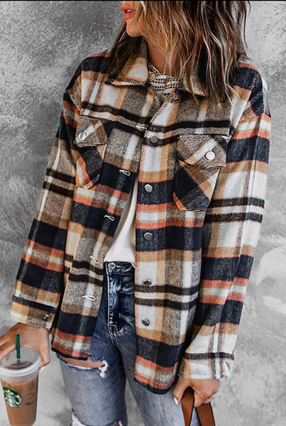 Navy blue plaid Shacket