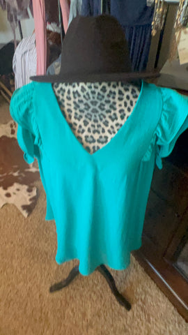 Turquoise Ruffle Top